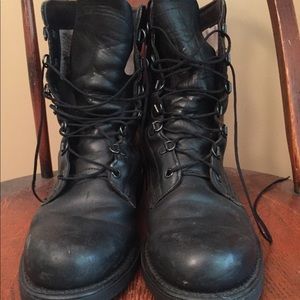 Black Leather Military Boots